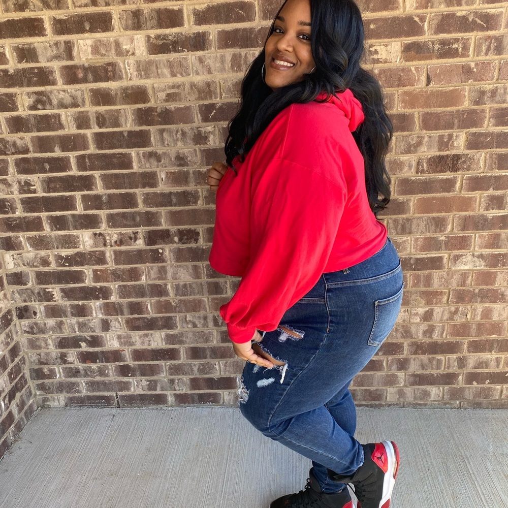 Ruby Red Cropped Hoodie Plus Size
